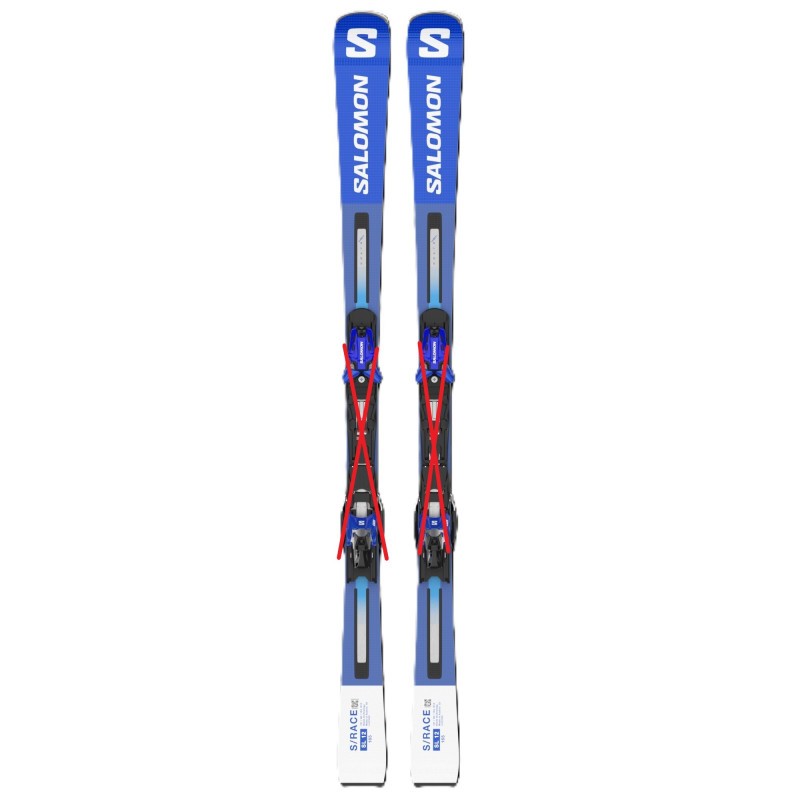 Skis Slalom Salomon S Race SL 12 165cm bleu blanc avec noyau bois rigide sans fixations