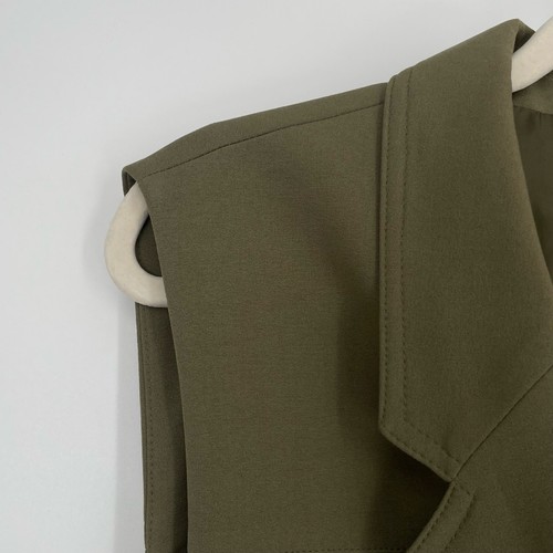 Nine West Women's Olive Notched Lapel Collar Tie-Waist Sleeveless Vest Size M - Picture 7 of 14