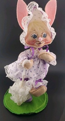 Vintage Annalee Easter Bunny Parasol Dress 1990 Spring Female Rabbit Holiday 