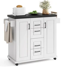 Rolling Kitchen Island Cart on Wheels Mobile Serving Utility Trolley Cart