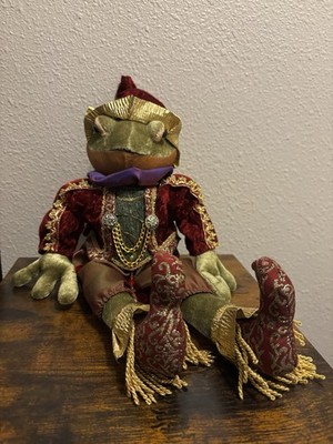 Medieval Jester Frog Plush Shelf Sitter Stuffed Animal Green Red Gold Purple 24 