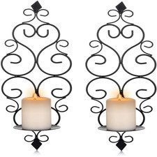 Wandkerzenhalter 2er Set Metall Schwarz Teelichtständer