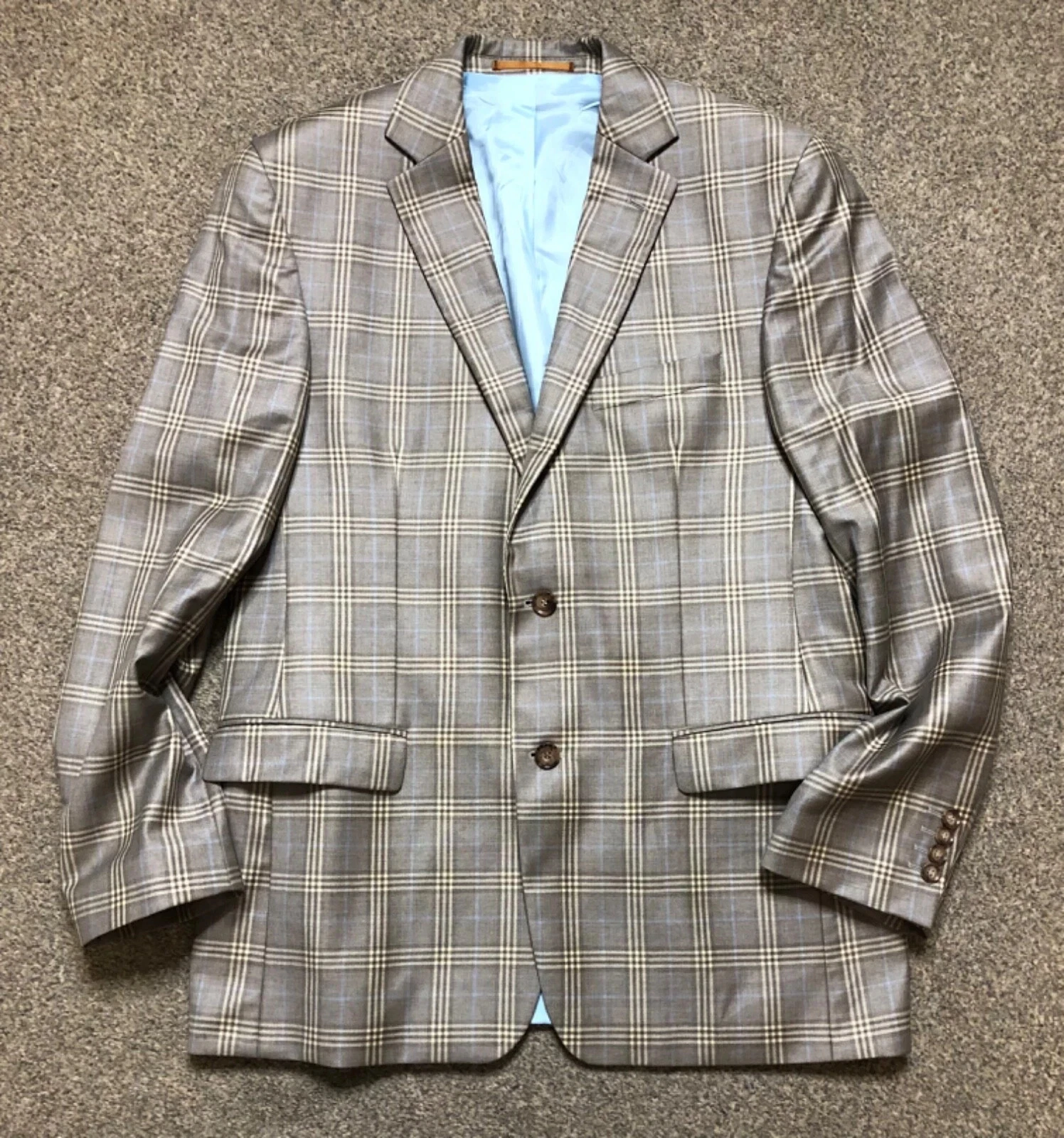 REDA Mens Blazer 100% Virgin Wool grey Check two button Jacket UK Chest 40 Large