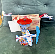 1960s Schopper Tinplate Toy Airport clockwork Control Tower West Germany WORKING