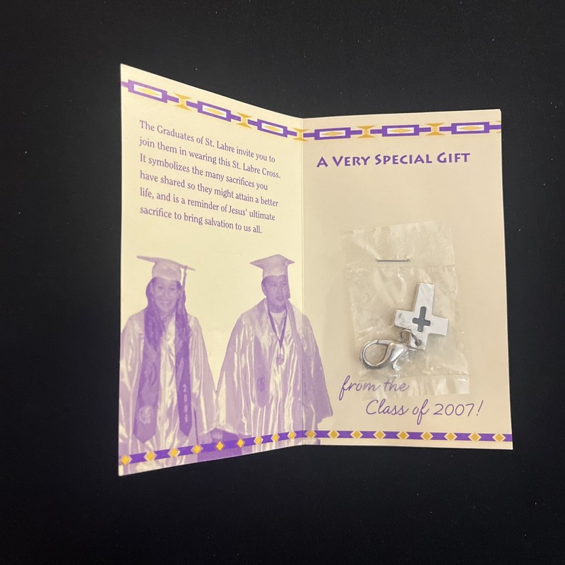 St Labre Indian School Class Of 2007 Silver Tone & Black Cross Fashion Jewelry