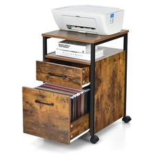 Costway 2 Drawer Printer Stand Mobile File Cabinet w/Open Shelf for Letter Size