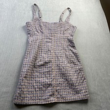BDG Urban Outfitters Blue Tan Gingham Seersucker Mini Dress Womens Medium M