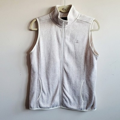 Brooks Brothers Fleece Full Zip Sweater Vest Cream Beige