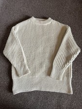 ZARA JUMPER PULLOVER CREAM KNIT WOOL MIX CHUNKY KNIT JUMPER - SIZE M