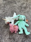 VTG Ty Beanie Baby Lot Of 3 Hippity Bunny Mystic Unicorn Sugartwist Basket Bunny