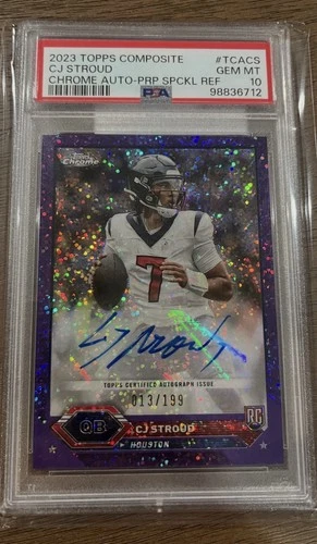 Topps 2023 Composite Chrome CJ Stroud Purple Speckle Auto Rookie PSA 10 /199