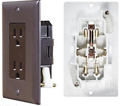 1pc RV Designer AC Self Contained Dual Outlet With Brown Cover Plate