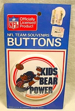 Vintage ☆ CHICAGO BEARS ☆ 1985 KIDS BEAR POWER ☆ 3 1/2" Button ☆ MOC ☆ L@@K!