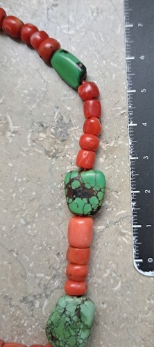 Vintage Natural Coral & Turquoise Necklace – 30g – Tribal / Ethnic Beads –... - Bild 9 von 11