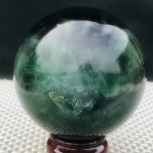 882G Natural Fluorite Ball Quartz Crystal Healing Sphere Reiki Stone