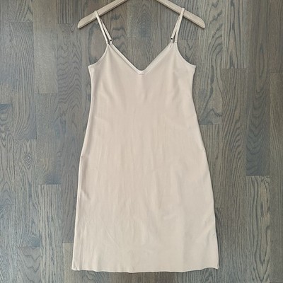 Commando Classic Tailored Spaghetti Strap Slip Mini Dress in Beige Nude M/L