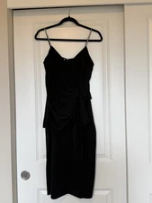 VTG oleg cassini dress Cascading Ruffle Black Rhinestone Midi SZ 8 Black Tie 80s