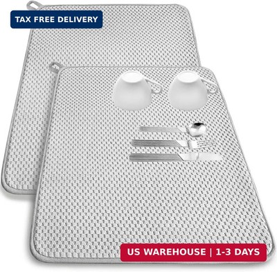 2 Pack Microfiber Dish Drying Mat,24x17'' Large Size Highly Absorbent Dish Draine