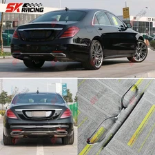 For Benz S-Class sedan W222 18+ ABS Chrome Rear Bumper Strip Trim+Tailpipe Frame