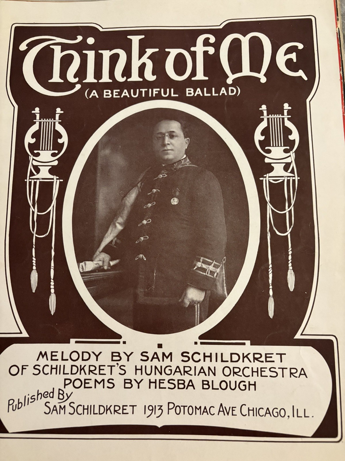 RARE Antique Think of Me 1915 Sheet Music Hungarian Schildkret Hesba Blough