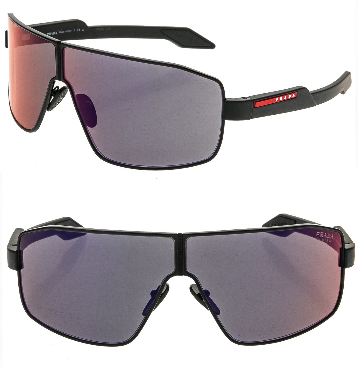 PRADA 54Y Tuning Linea Rossa Sport Sunglasses Black Red Mirror