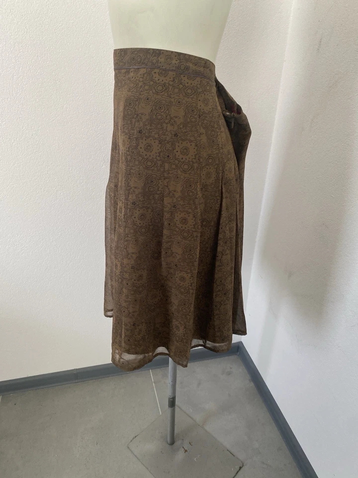 Esprit Falda Floral Marrón Plisada Talla 16 Nueva An25 Foto 2 de 4