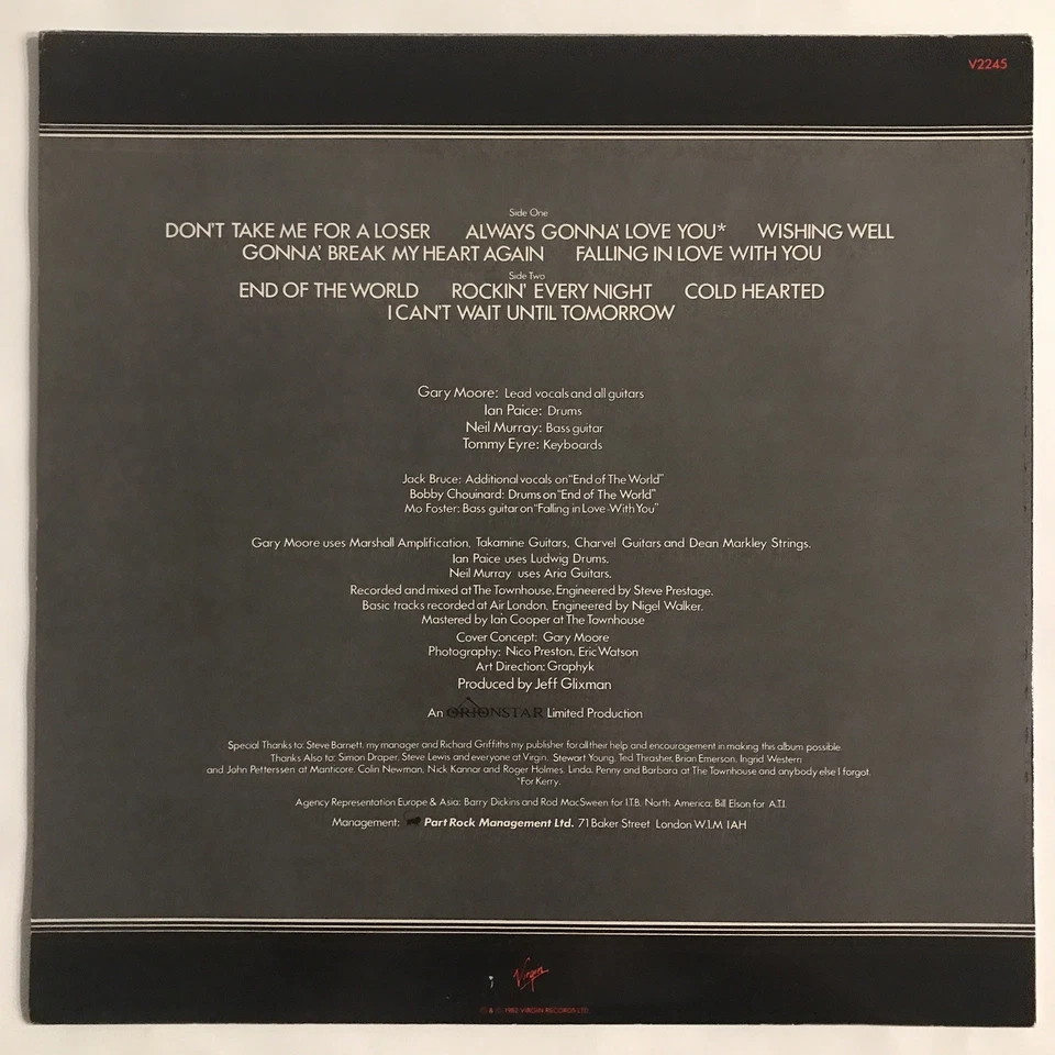 Gary Moore 1982 Corridors Of Power Virgin V 2245 LP UK🇬🇧import+7” Single - Image 3 of 4