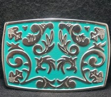 XI09164 VINTAGE 1970s ABSTRACT ARTWORK UNISEX FASHION SILVERTONE BELT BUCKLE