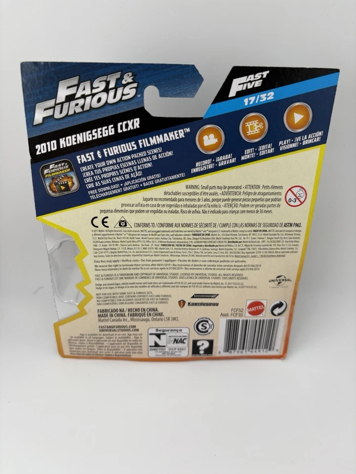 Mattel Fast And Furious 2010 Koenigsegg CCXR Long Card 17/32 Fast Five - Image 2 of 2