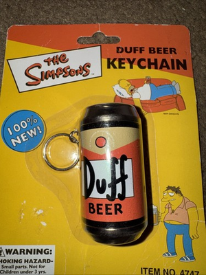 #ad New The Simpsons Duff Beer Keychain 2002 Rix Products $25.00