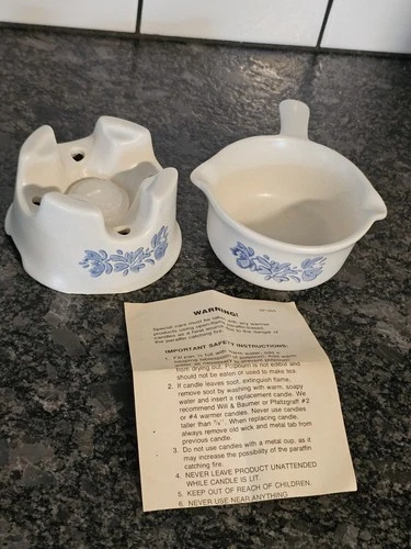 Pfaltzgraff Yorktowne Butter Saucer Warmer with Stand Candle Potpourri Vtg USA