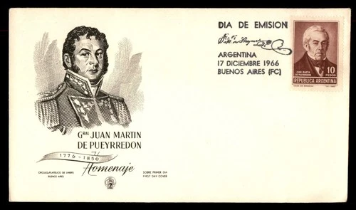 Mayfairstamps Argentina FDC 1966 Juan Martin de Pueyrredon First Day Cover aaw_5