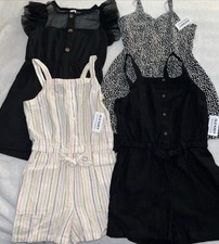 Girls Romper Bundle Multicolor Striped Solid Summer Sleeveless Outfits Size S