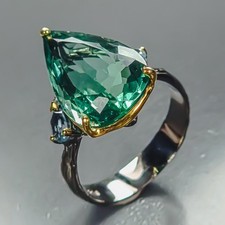 Vintage ring 15 ct Natural Fluorite Ring 925 Sterling Silver Size 7.5 /R486642
