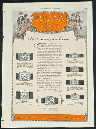 Magazine Ad - 1927 - Bulova Watches - 7 models shown - (#2)