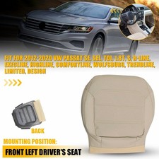 Driver Side Bottom Leather Seat Cover For 2012-2020 Vw Passat Tan W Perforated Driver Side Bottom Leather Seat Cover For 2012-2020 Vw Passat Tan W Perforated