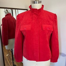 Vintage Roth-Le Cover Cropped Jacket Womens 10 Red Ultrasuede Made in USA 60s