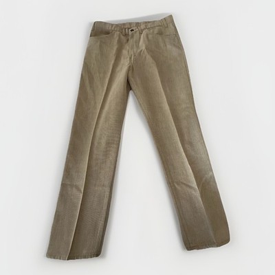 Vintage Levis Big E Black Label Sta-Prest Mens Pants 34x29 Khaki 1970 s