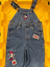 Rare Vintage Disney Mickey and Minnie Mouse Denim Overalls 4t Made In USA 90s