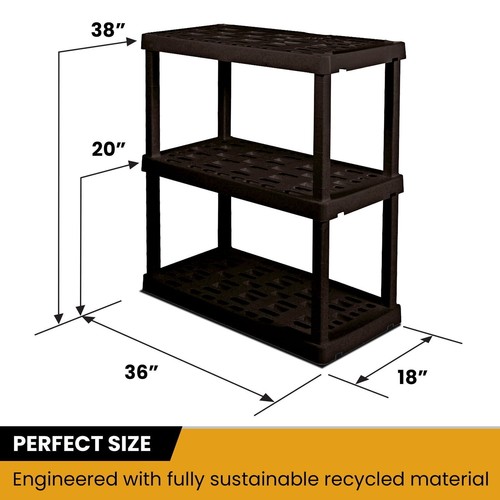 3-Tier Shelving Unit Interlocking Garage Plastic Storage Shelf Home Organizer - Picture 7 of 8