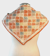 Vintage 1960's Echo Silk Hand Rolled Scarf Orange Tree Pattern 26" Sq EUC