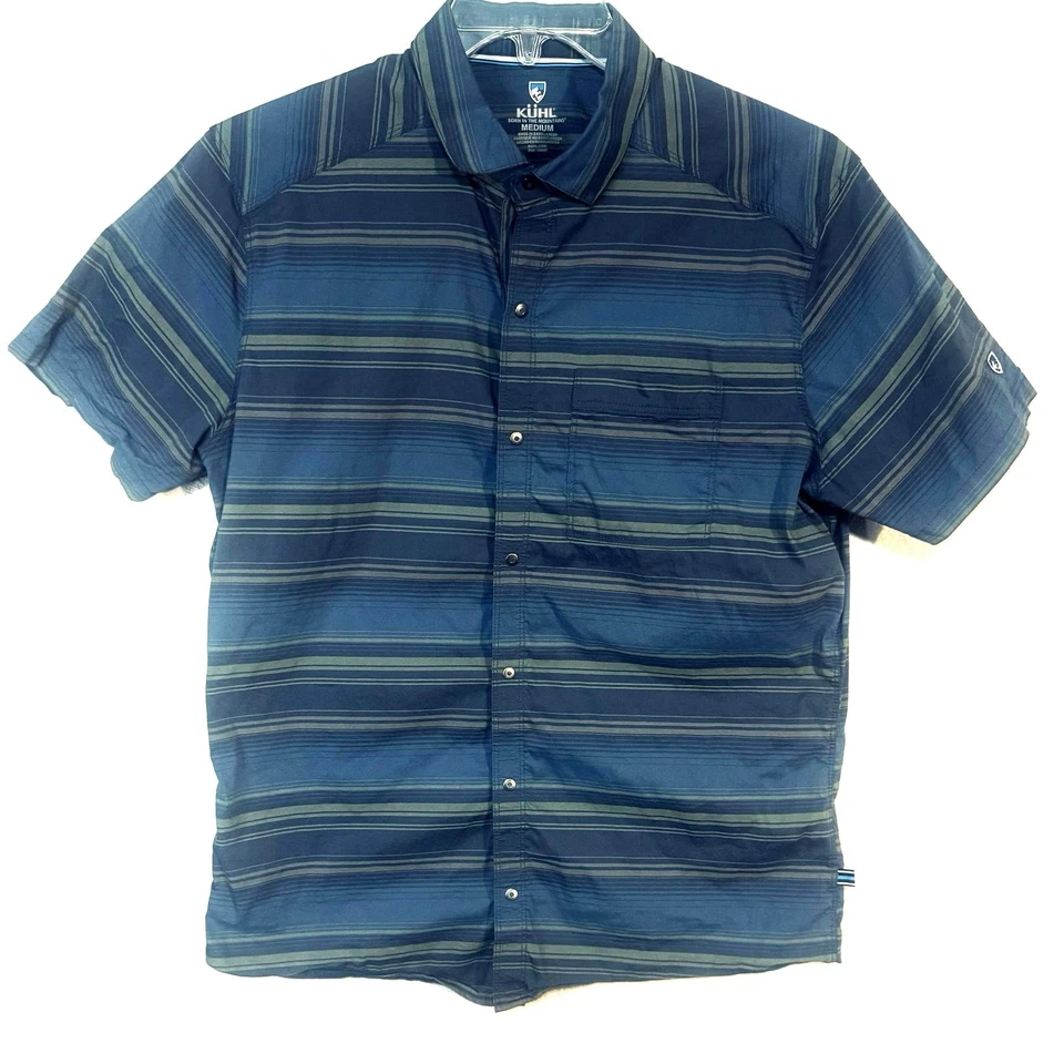 Camisa con botones para hombre KUHL Born in the Mountains mediana azul verde a rayas Foto 3 de 3