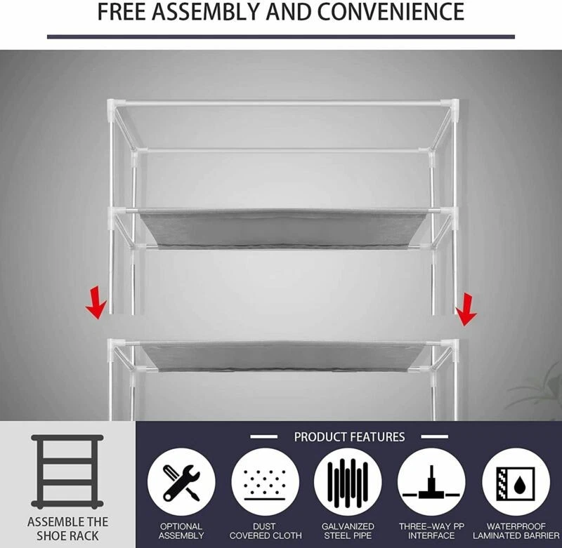 Zapatero Portátil 9 Estantes Almacenamiento Armario Hogar Organizador Gabinete con Cubierta EE. UU. Foto 3 de 4