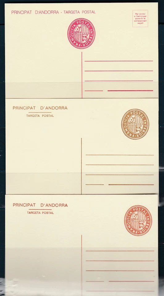 entier postal carte Andorre lot de 3 en franchise postale interieur neuf - Photo 1/1
