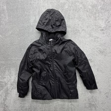 Nike Jacket Youth 5-6 Years Black Hooded Windbreaker Fleece Lined Full Zip