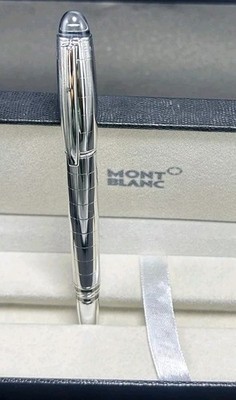 Montblanc Star Walker Ball Point Pen Silver Check Body + Silver Clip | Black Ink