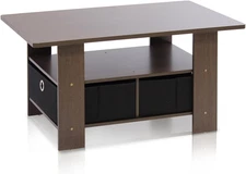 Coffee Table with Bins, Dark Brown/Black