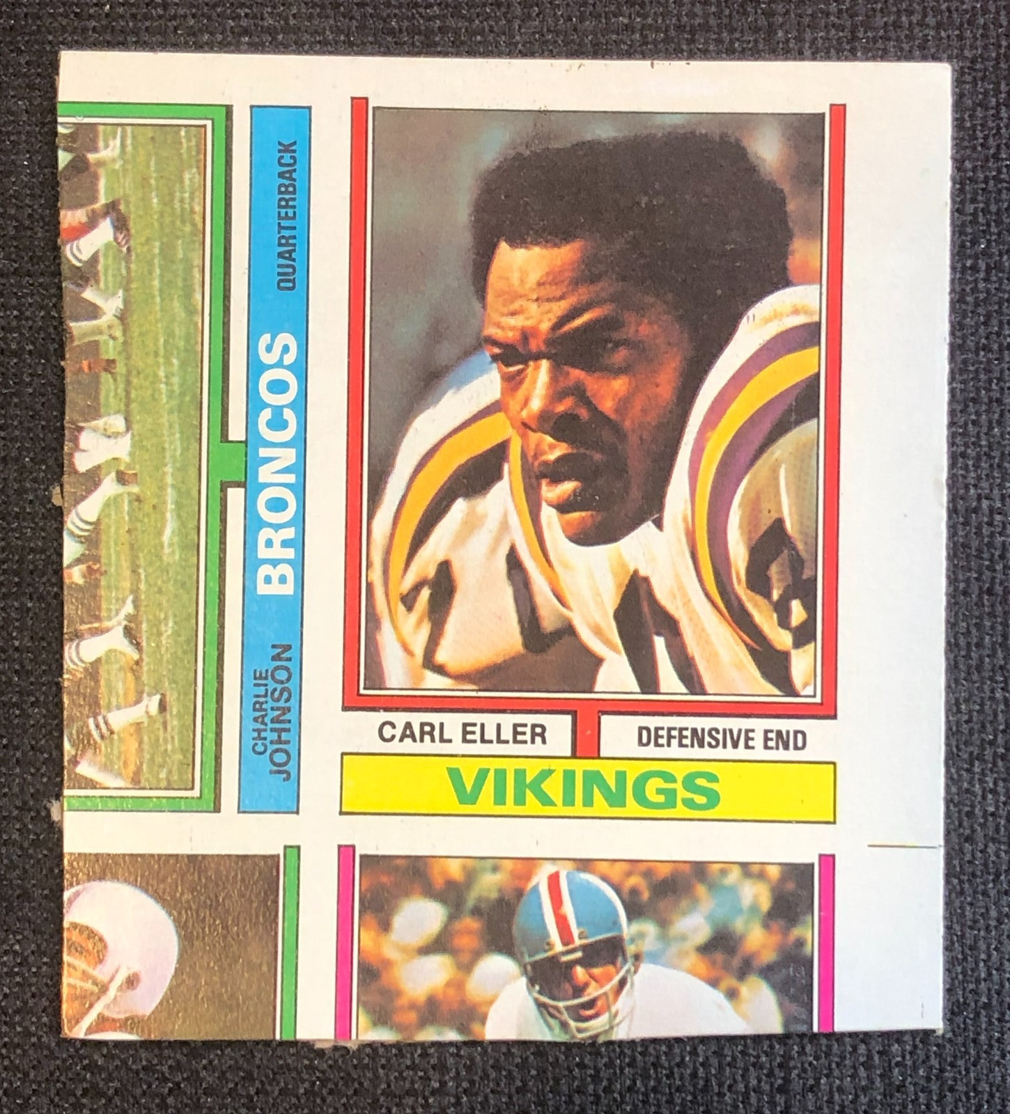 Carl Eller 1974 Topps Football Trading Card Uncut Panel Card Miscut Error