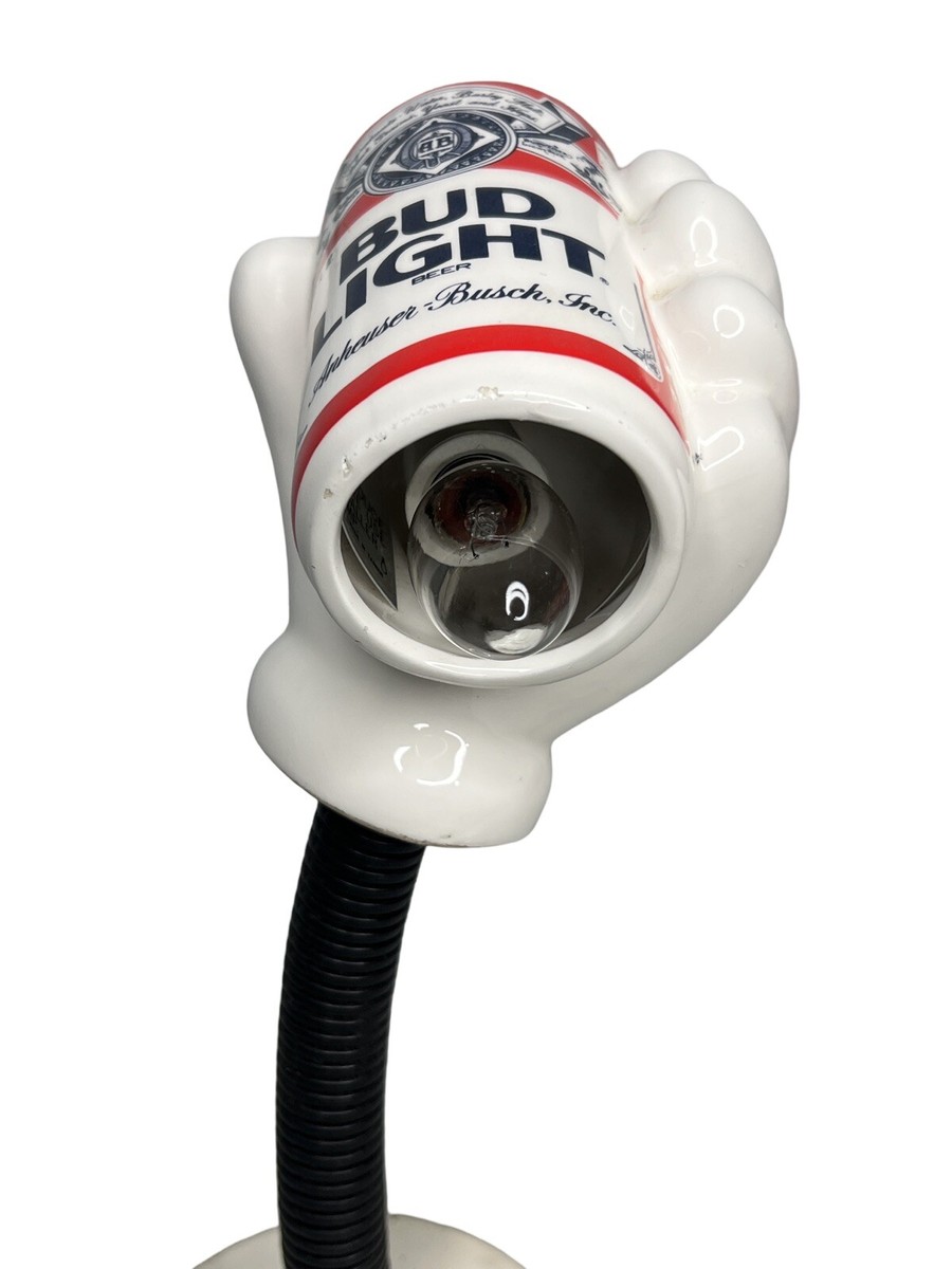 Porcelain Bud Light Hand Beer Can Desk Lamp Light - Vintage