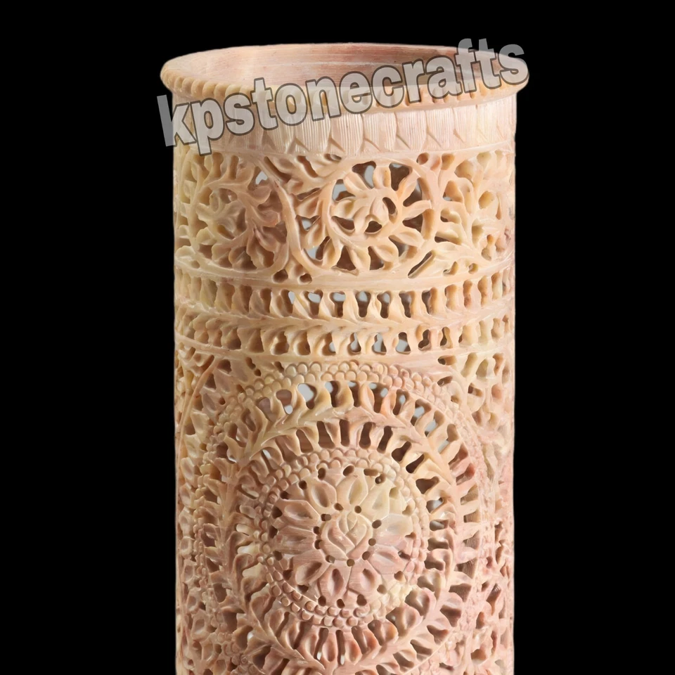 Jarrón de piedra de jabón tallado a mano de 10 pulgadas - redondo, talla únic... - Imagen 3 de 4